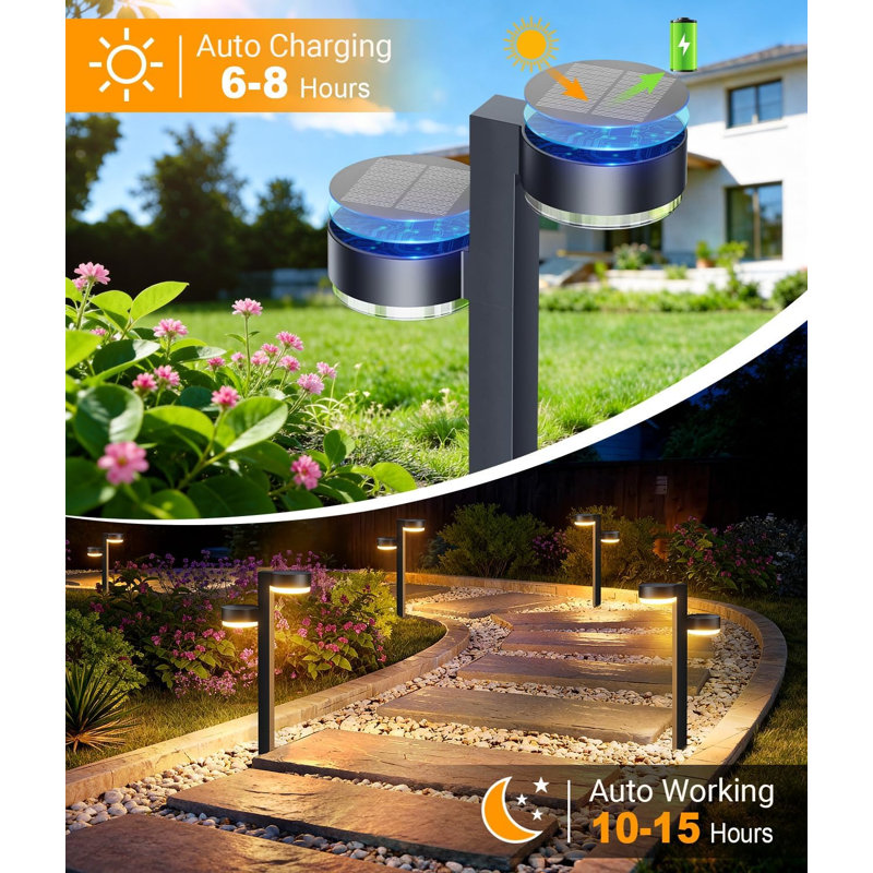 BUCASA 8 Pack Solar Pathway Lights Outdoor, 3500k Warm White